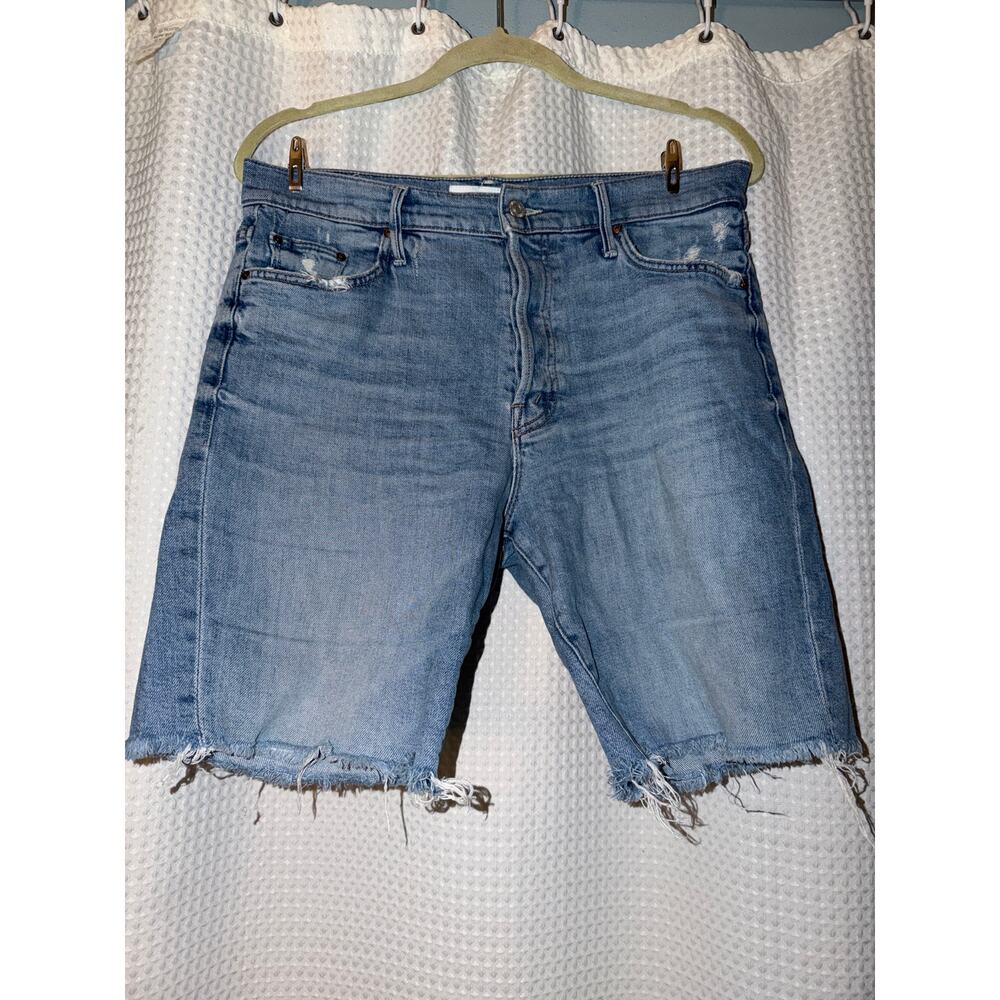 MOTHER The Trickster Fray Denim Shorts Distressed Cutoff Raw Hem 28